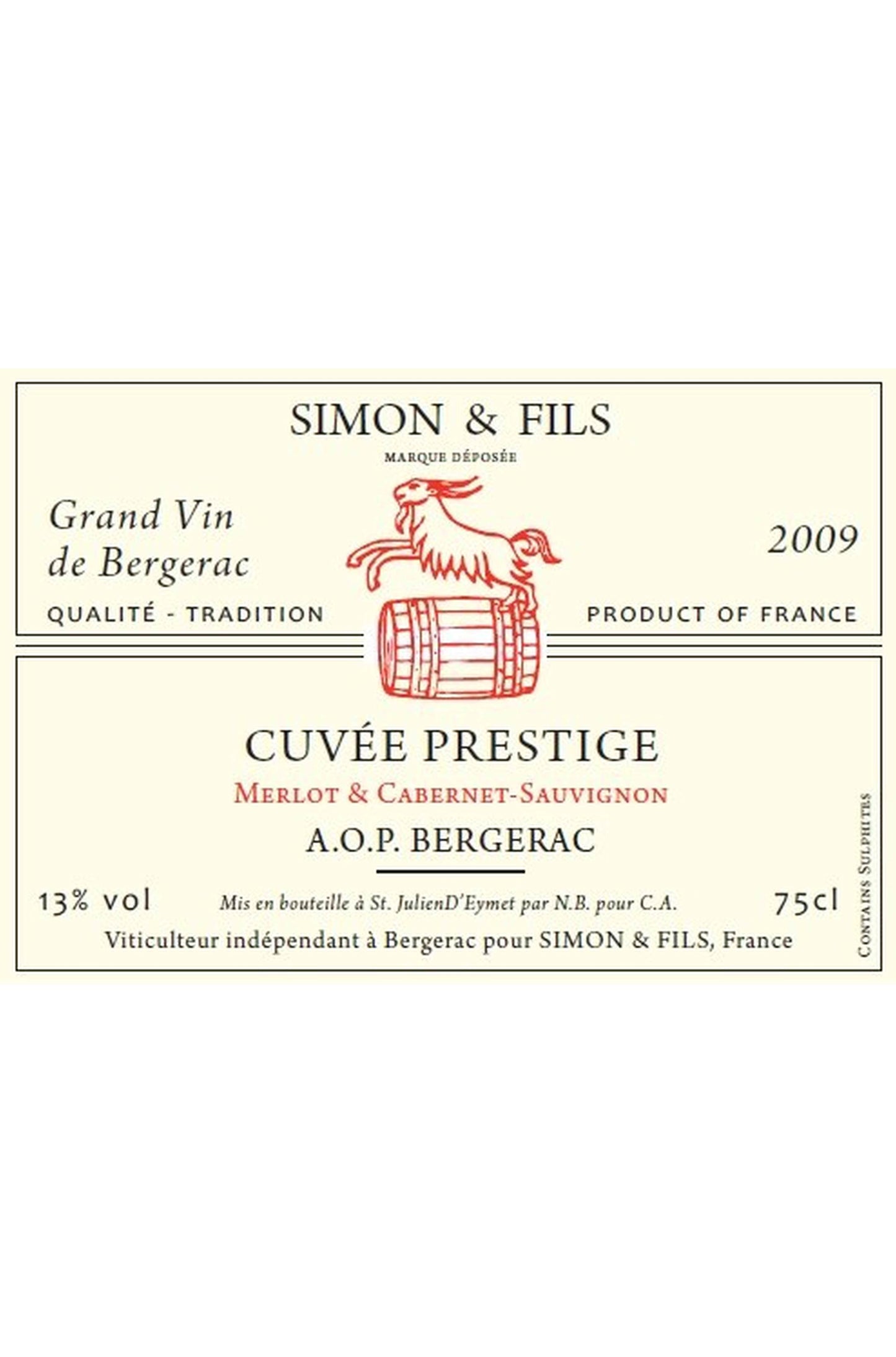 Simon et Fils Cuvée Prestige AOP bergerac rouge