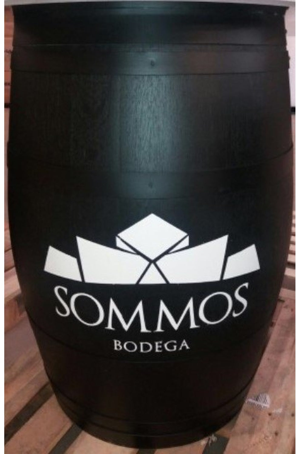 black wooden barrel .