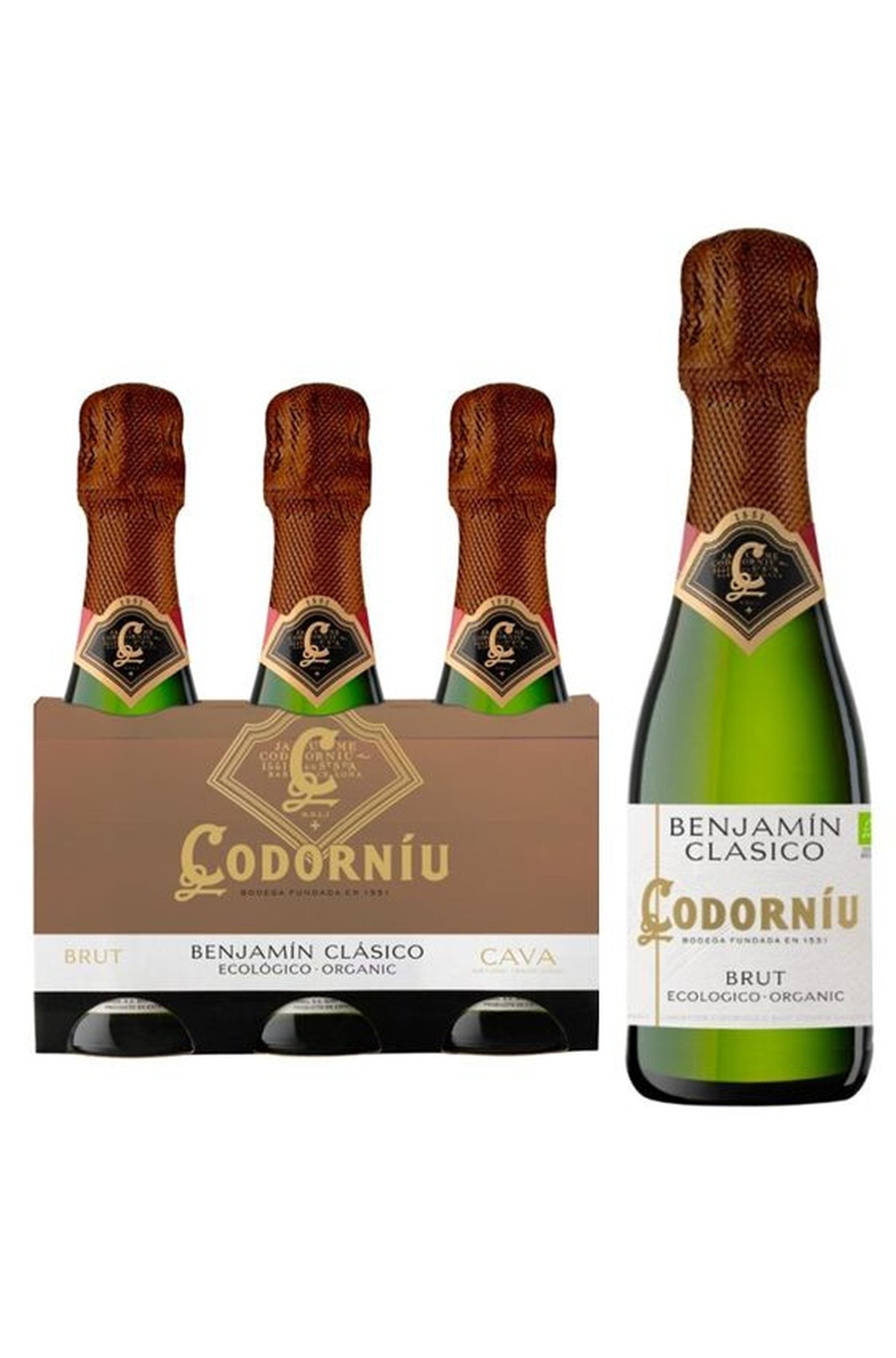 Codorniu 'Benjamin Classico' (BIO) DO cava brut ecologico (tripack 20 cl)