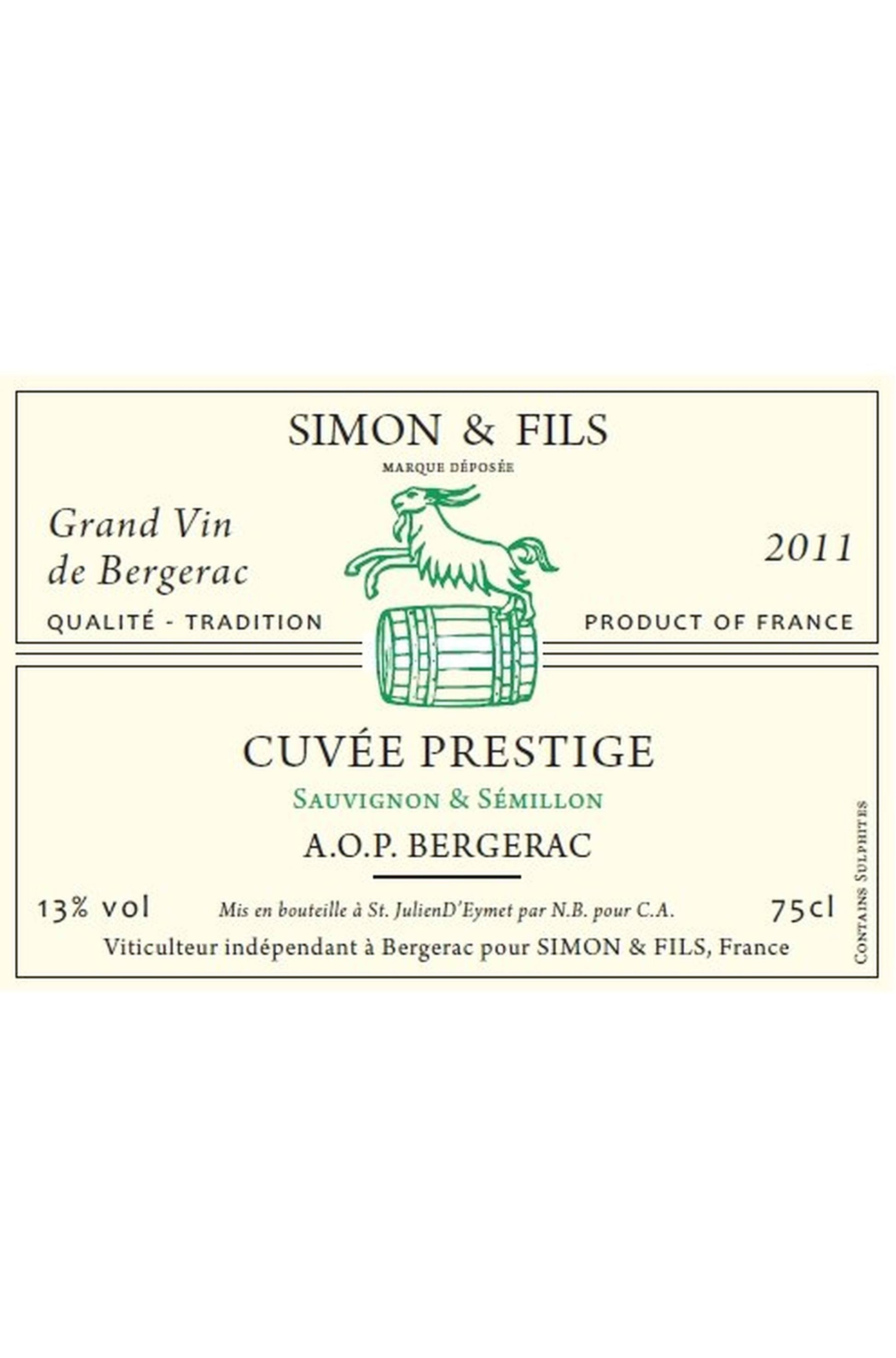 Simon et Fils Cuvée Prestige AOP bergerac blanc sec