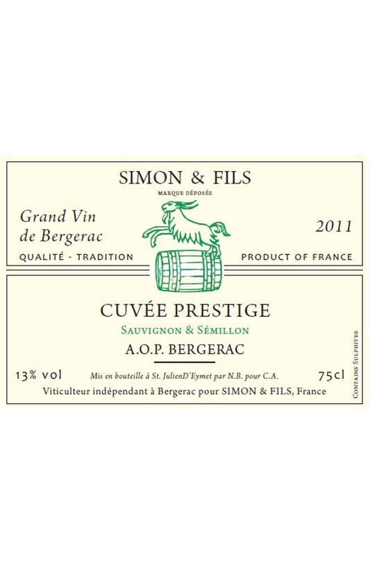 Simon et Fils Cuvée Prestige AOP bergerac blanc sec