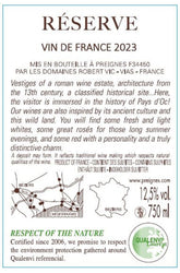 Sans étiquette frontale (SCREWCAP)(CE Réserve) vin de france rouge