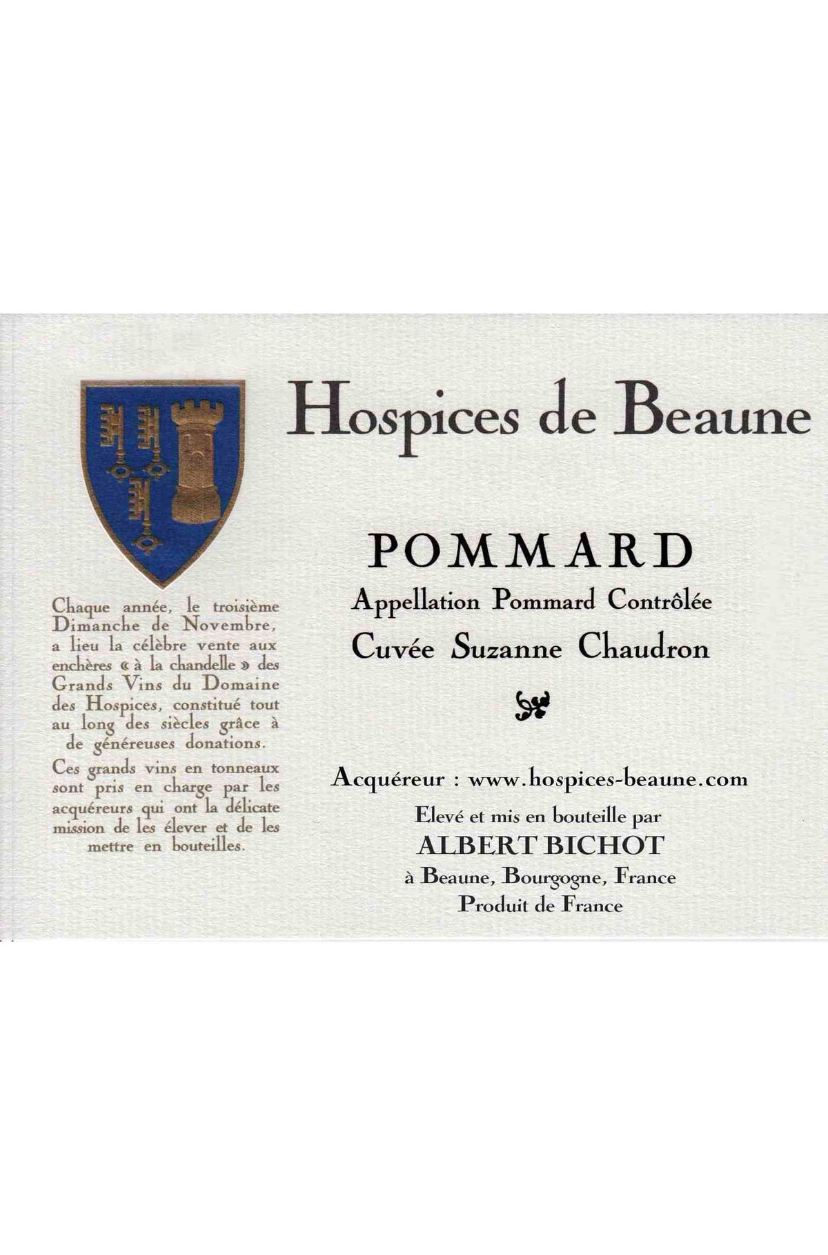Hospices de Beaune AOP pommard 'cuvée suzanne chaudron'