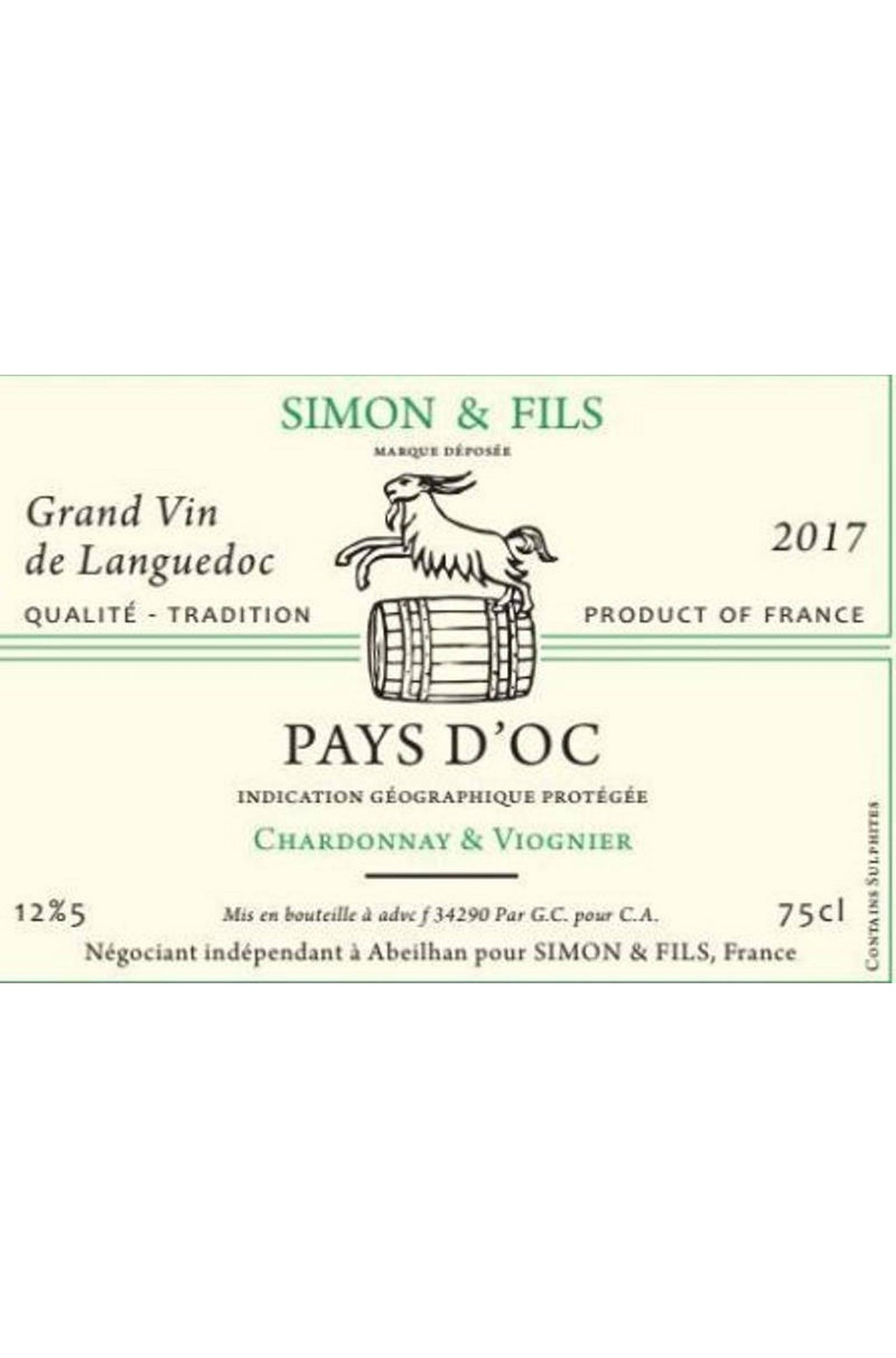 Simon et Fils: Cuvée Belle Epine IGP d'oc chardonnay-viognier blanc (bouchon)