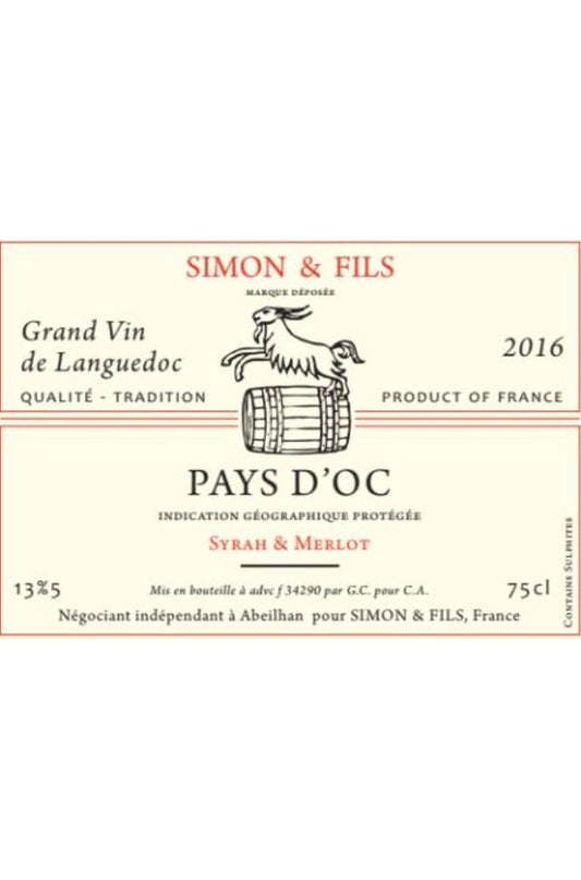 Simon et Fils: Cuvée Belle Epine IGP d'oc syrah-merlot rouge (bouchon)